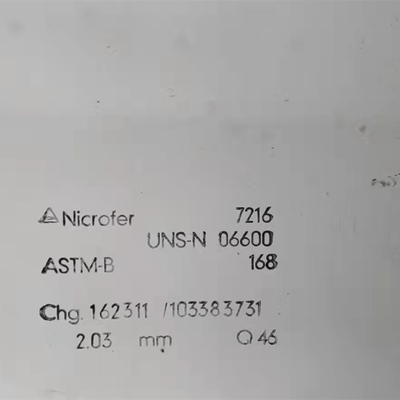 合金ASTM B166はInconel 600の版/Hastelloy 600シートにニッケルを被せる