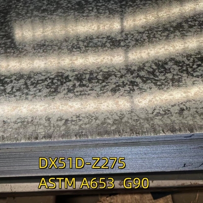 材料 DX51D-Z275 ASTM A653 G90 鋼筋シート3.0x1250*2500MM ゼロスペンコール